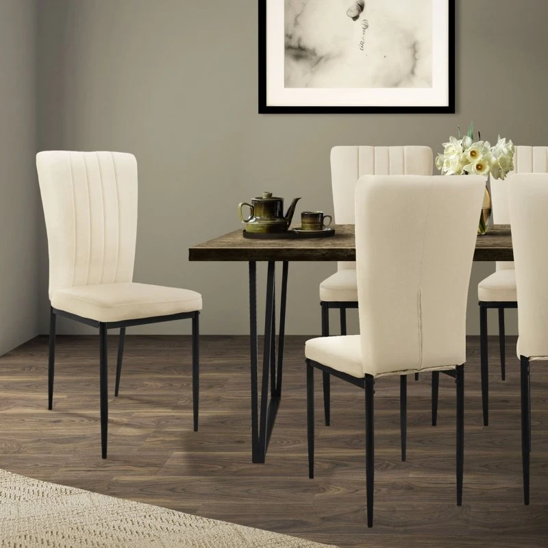 ML Design Spisebordsstol sæt af 4 - Taupe Fløjl & Metalben
