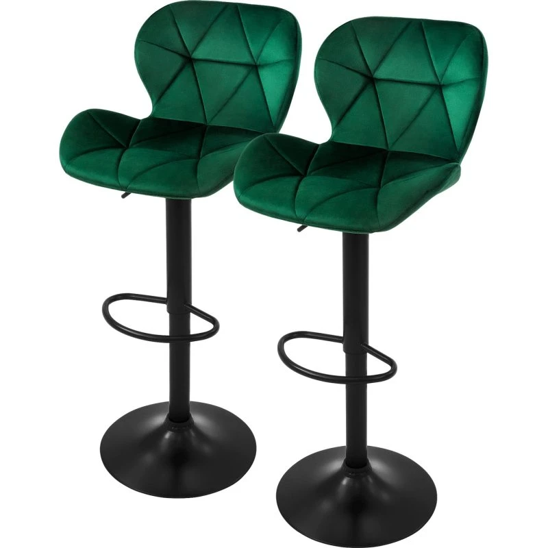 ML-Design Barstolsæt (2 stk) - Grøn Fløjl, Justerbar 59-79cm