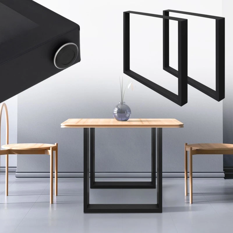 ECD Germany 2-delt bordben - 60 x 72 cm - Sort stål