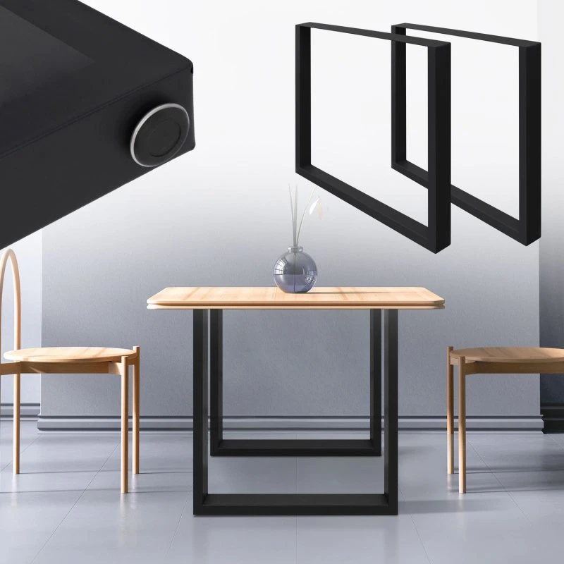 ECD Germany Bordben 2 stk. - 70 x 72 cm - Sort Industrielt Design