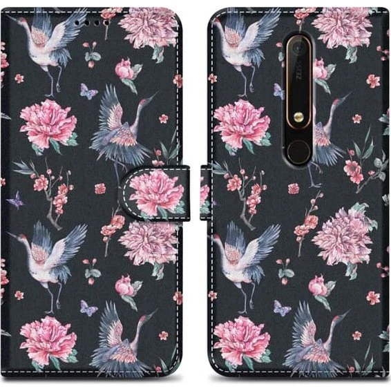 Nokia 6.1 Pungetui Cover Case med kortpladser og stativ