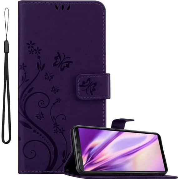 Sony Xperia 10 III Pungetui Cover med Blomster og Sommerfugle