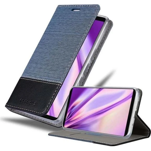 Sony Xperia 5 Pungetui Cover Case i stoflook og imiteret læder