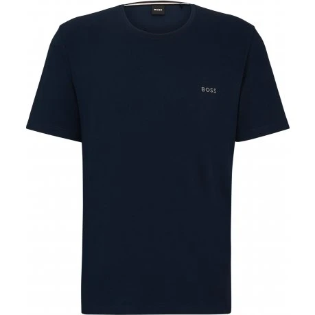 BOSS T-shirt i navy med kontrasterende logo til herre