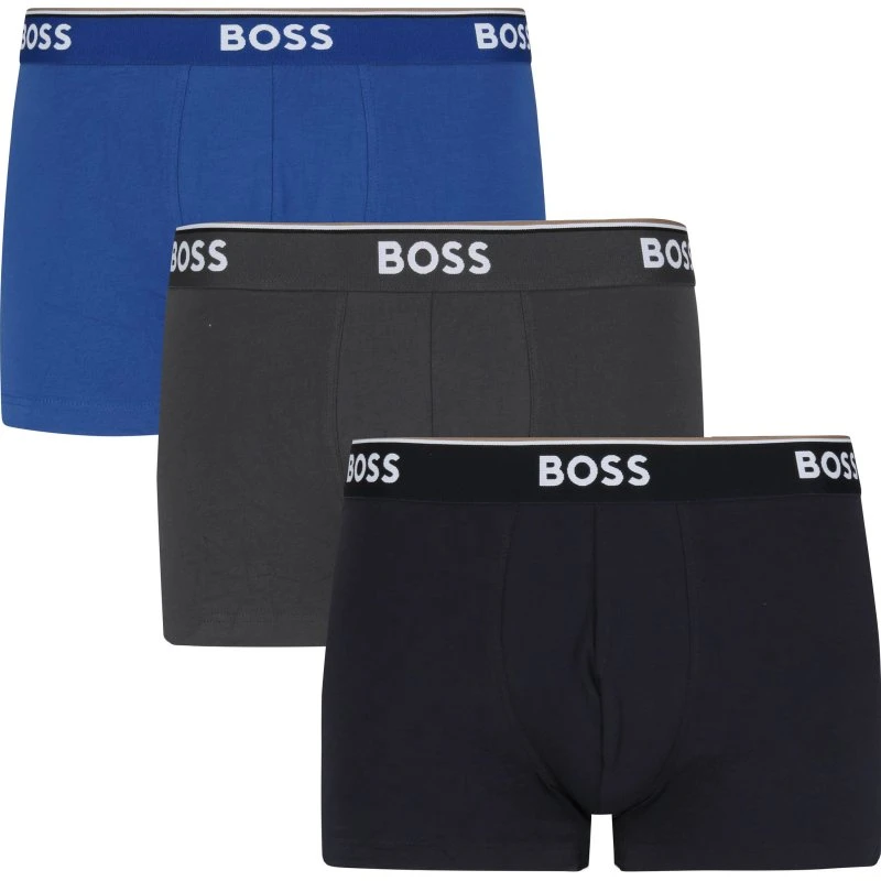 BOSS Power 3-pak boksershorts i blå og grå nuancer, XXL