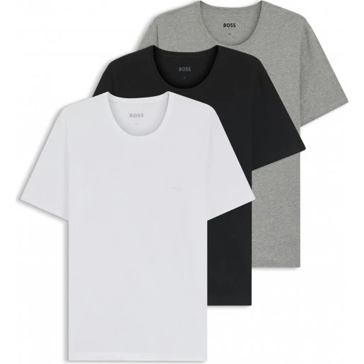 BOSS 3-pak T-shirts i økologisk bomuld - Sort, Grå & Hvid