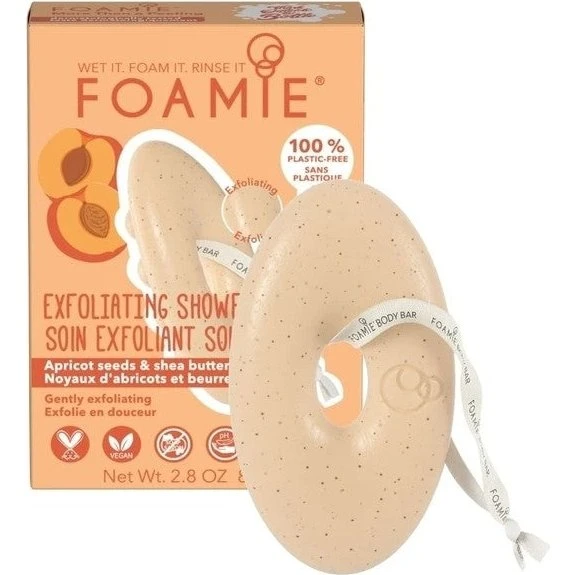 Foamie Exfoliating Shower Bar med Abrikosfrø og Sheasmør 80 g