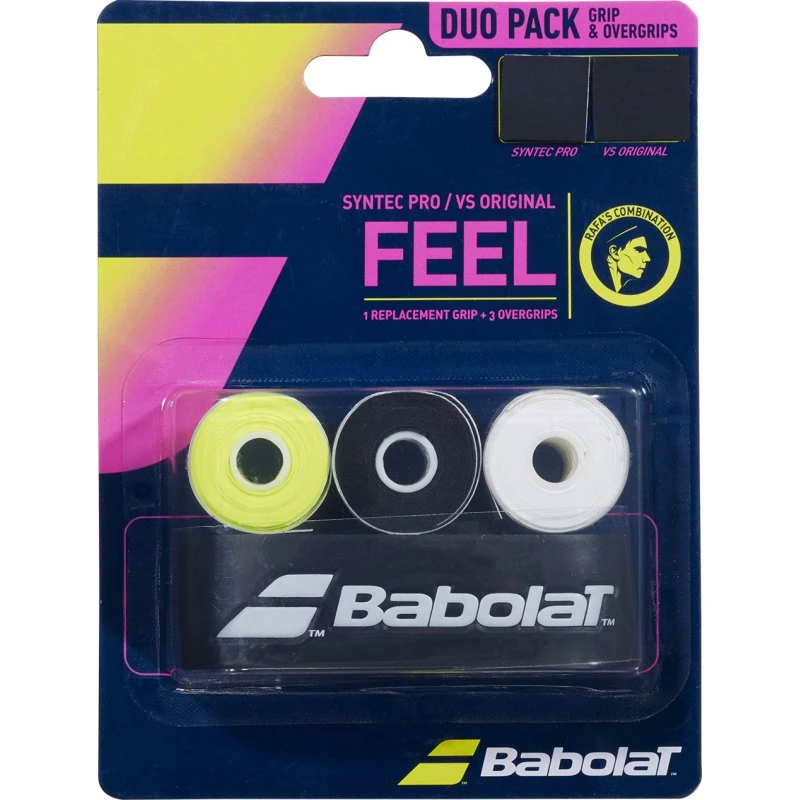 Babolat Syntec Pro + VS Original x3 grippakke – Sort/Gul Fluo/Hvid