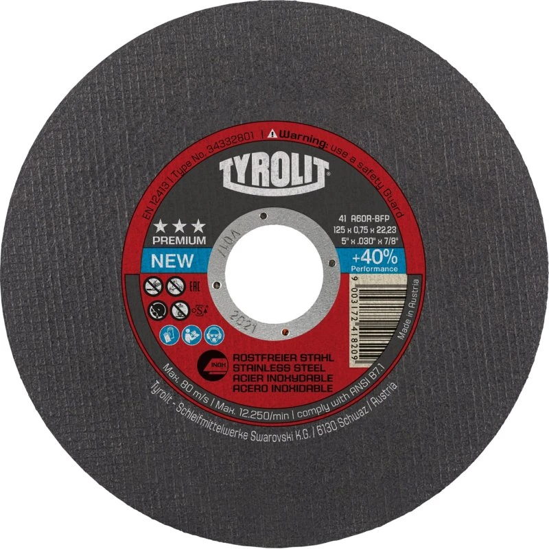 Tyrolit Premium skæreskive 125x0,75x22,23 A60R-BFP