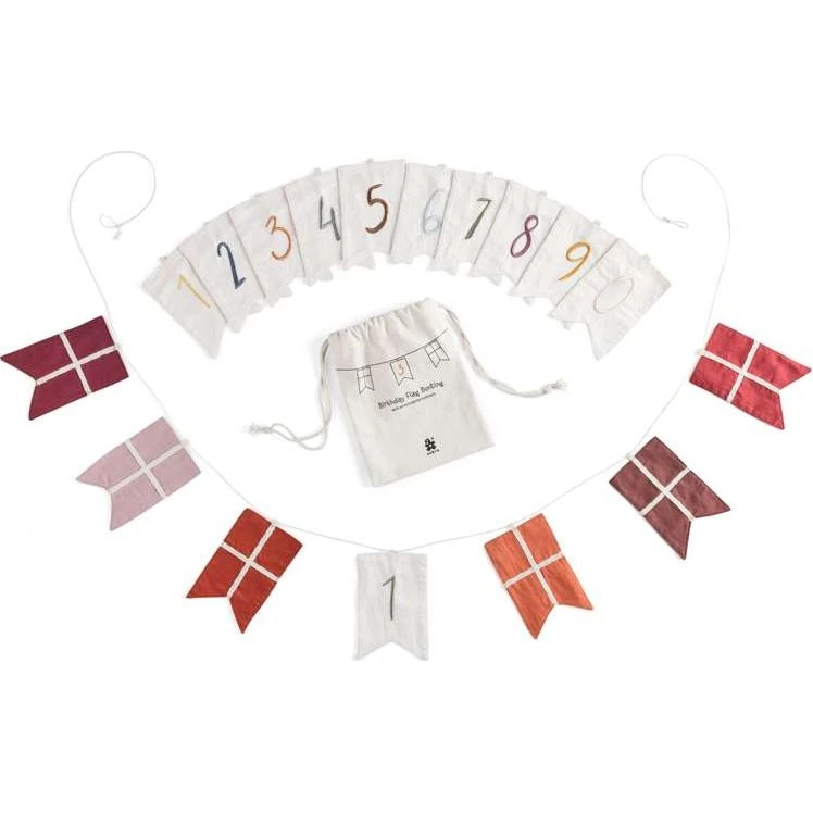 Fødselsdagsflagranke med tal 0-9 – Økologisk bomuld