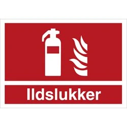 Brandskilt Ildslukker - Plast A4 (210x297mm) ISO-standard
