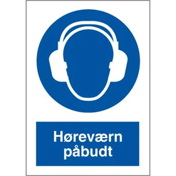 Skilt Høreværn påbudt P204 VK Vinyl A4