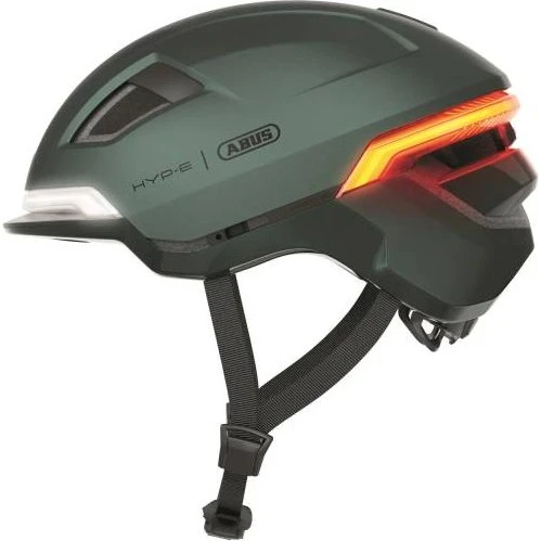 Abus HYP-E Cykelhjelm Jungle Green – med integrerede LED-lys