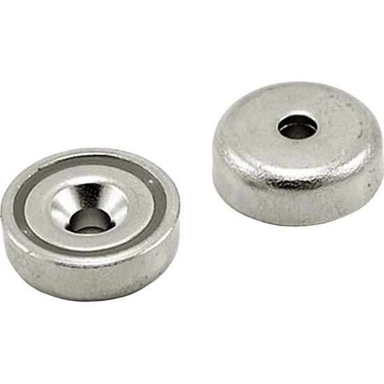 Neodymium Pottemagnet Ø40x8,0 mm med undersænket skruehul Ø5,5 mm