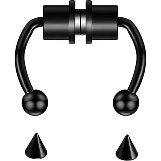 Magnetisk falsk næsering septum piercing - Sort