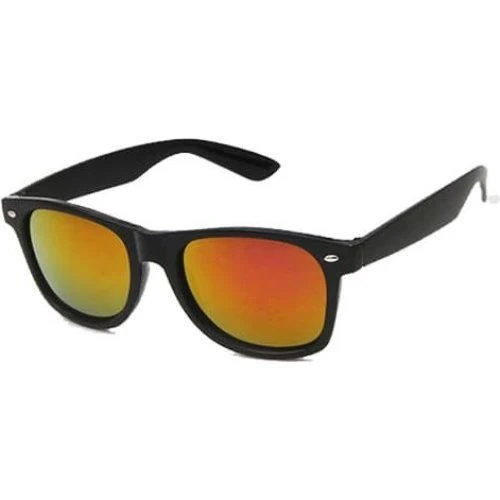 Retro Wayfarer solbriller - Sort med rødt spejlglas