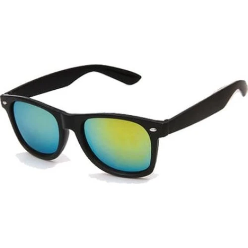 Retro Wayfarer Solbriller - Sort med Guld Spejlglas