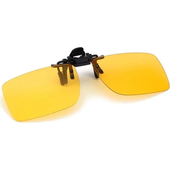 Clip-on solbriller med gule glas, 43x60mm - Nattsyn