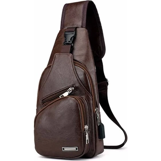 Skins Skuldertaske Crossbody - Mørkebrun Imitationslæder