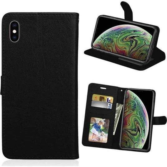 iPhone XS Wallet Case i sort PU-læder