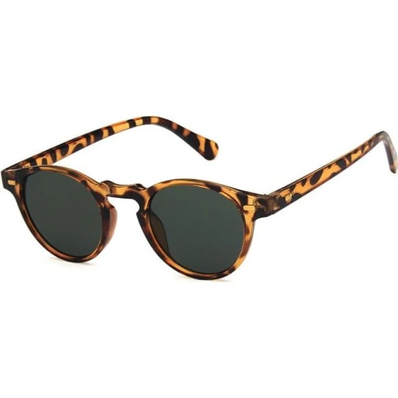 Leopard runde solbriller med mørkt glas og UV400-beskyttelse