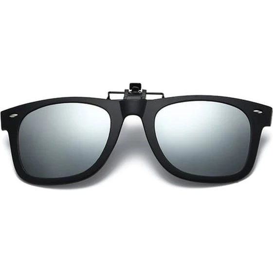 Clip-on Wayfarer Solbriller med Spejlglas - Sort