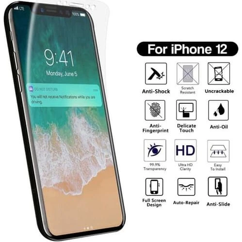 Nanoedge Skærmbeskyttelse til iPhone 12 - Ultra-tynd og gennemsigtig