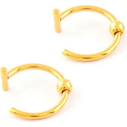2-pak Falsk Piercing Ringe - Guld - Til Næse eller Læbe