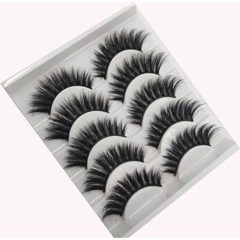 5 par 6D Faux Mink øjenvipper G223 - 15mm Sort