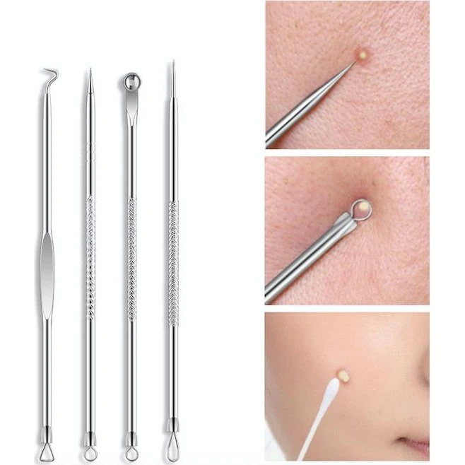 4-pak Blackhead klippere i rustfrit stål til ansigtspleje