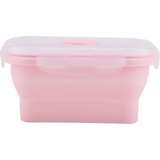 Silikone Madkasse - Bærbar og Mikrobølgeovn Sikker, Pink, 350 ml