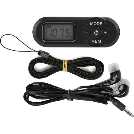Mini Bærbar LCD Digital FM Radio med Hovedtelefoner - Sort