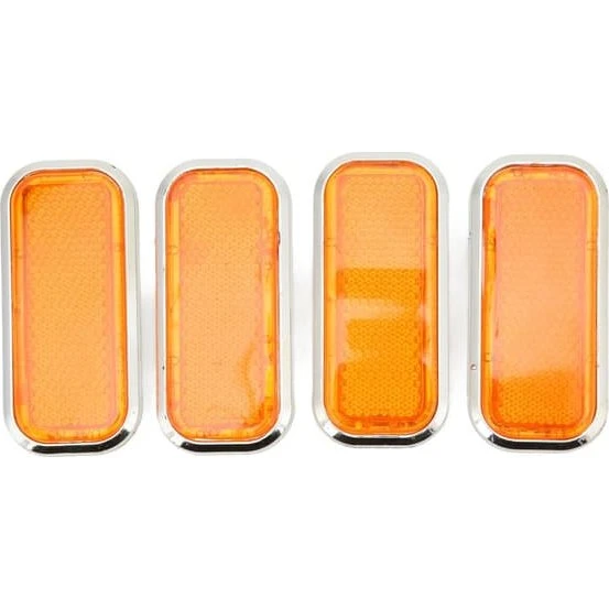4 stk. Orange Rektangulære Refleksklistermærker til Bil & Motorcykel