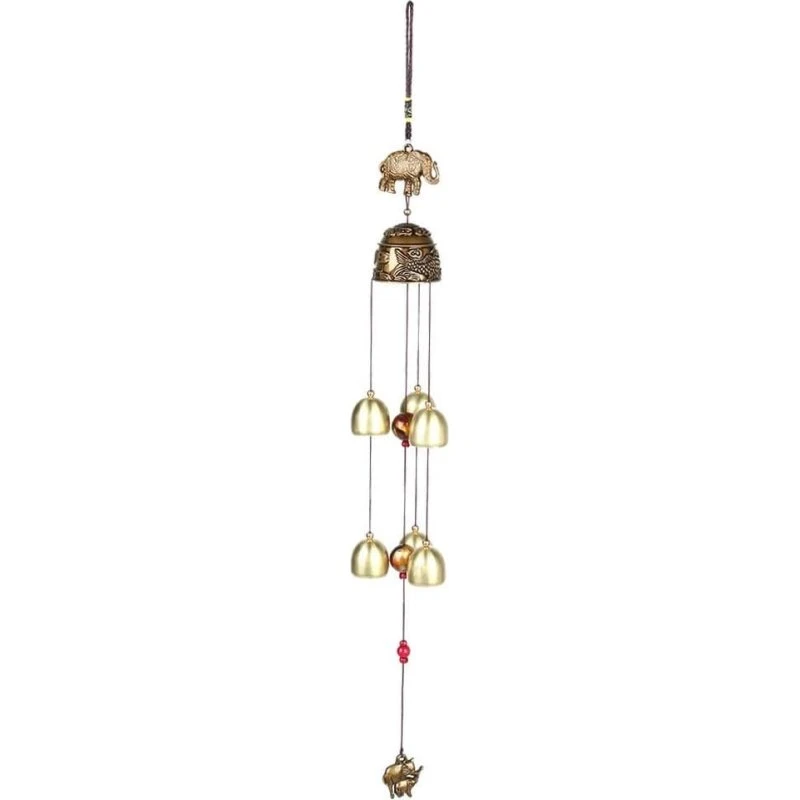 Vintage Elefant Vindspil i Bronze - Lykkebringende Feng Shui