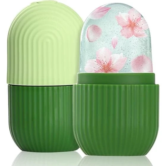 Ansigtsisrulle & Gua Sha i silikone - Grøn