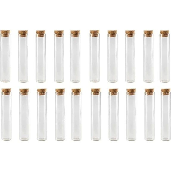 20 stk. 25 ml glasflasker med korkprop – lækagesikre