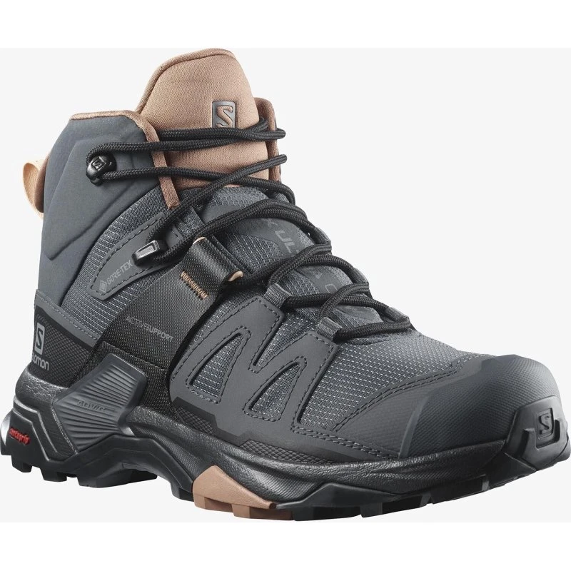 Salomon X Ultra 4 Mid Wide GTX Dame - Quarry/Black