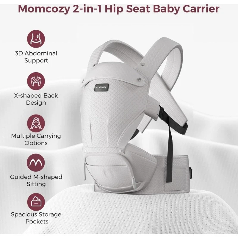 Momcozy Air Mesh 2-i-1 Bæresele med Hoftesæde - Grå