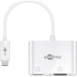 Goobay USB-C 2.0 til HDMI & VGA multiport adapter, hvid 0,15 m