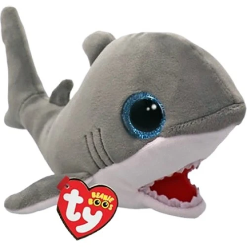 TY Beanie Boos Finnegan Haj - Blød bamse med glimmerøjne