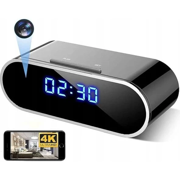 Vækkeur med skjult Full HD WiFi spionkamera og LED-display
