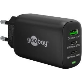 Goobay USB GaN Multiport 65W (2xUSB-C, 1xUSB-A) Sort