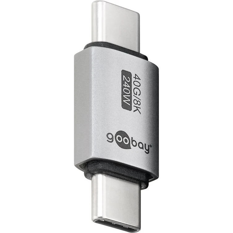 Goobay USB-C USB4 Han-adapter, lige – grå