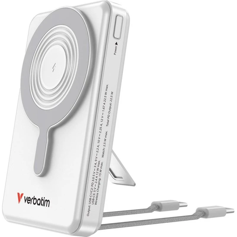 Verbatim Charge'n'Go 10000 mAh Powerbank med Display - Sølv