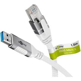 Goobay USB-A 3.0 til RJ45 Ethernet-kabel, 1 m, hvid