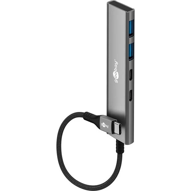 Goobay 4-Port USB-C 3.2 Hub (2xUSB-C, 2xUSB-A) - Grå, 0,1 m