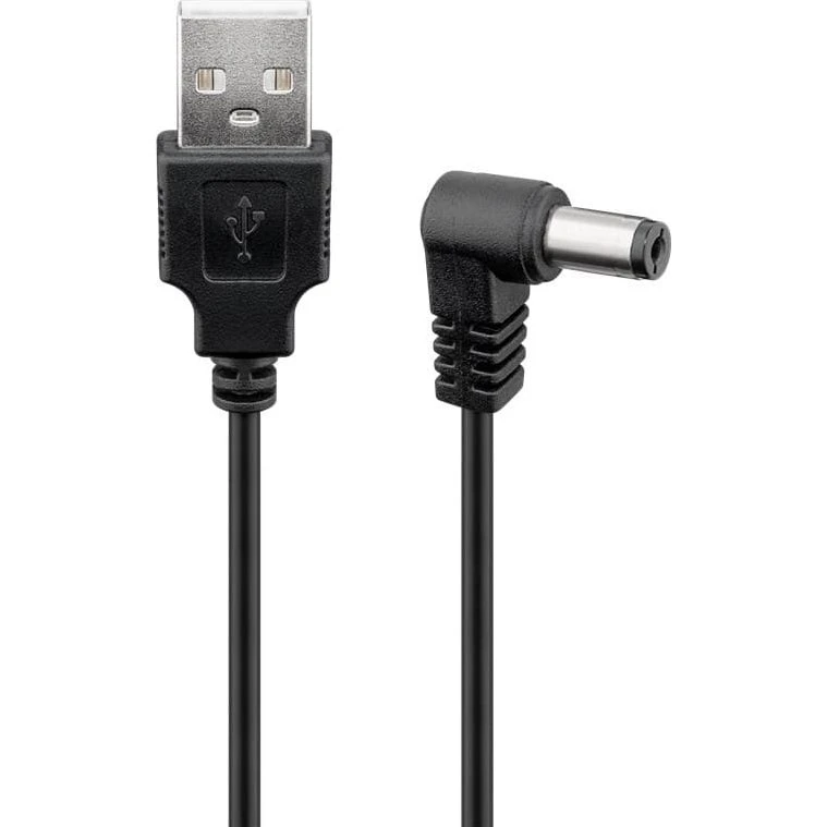 Goobay USB-A til DC 5,5x2,5 mm strømkabel 1 m, sort