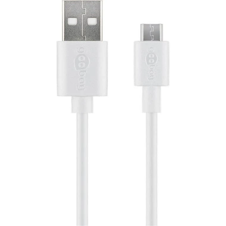 Goobay Micro-USB opladnings- og synkroniseringskabel 2 m, hvid