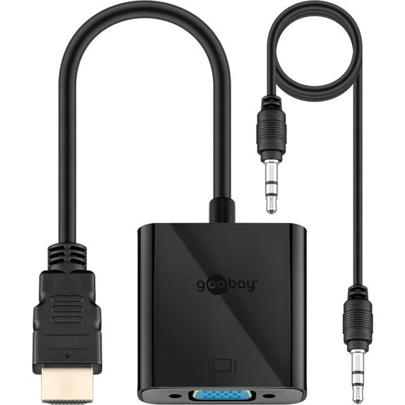Goobay HDMI→VGA-adapter 1080p med 3,5 mm (sort)