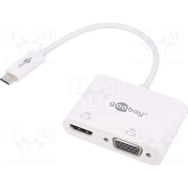 Goobay USB-C adapter til HDMI/VGA 4K 60 Hz, hvid